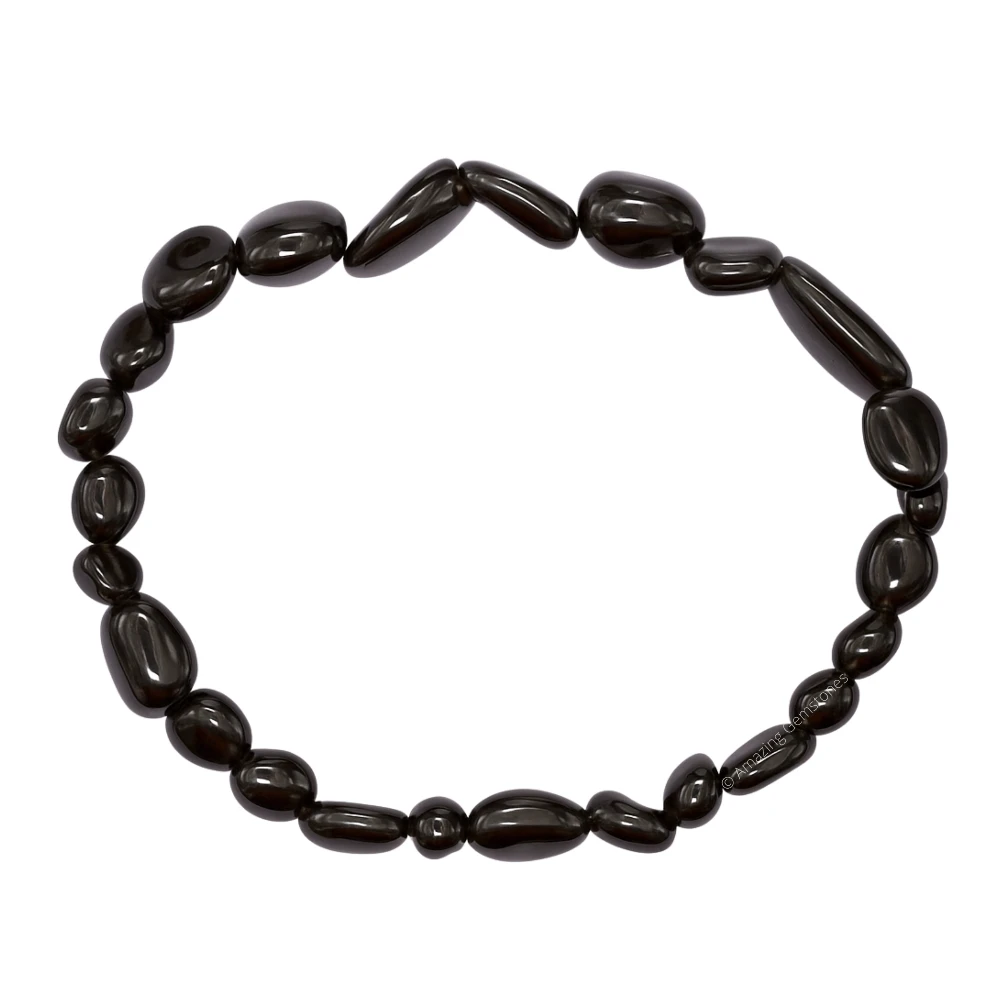Black Obsidian Tumbled Stone Bracelet (Stretchable)