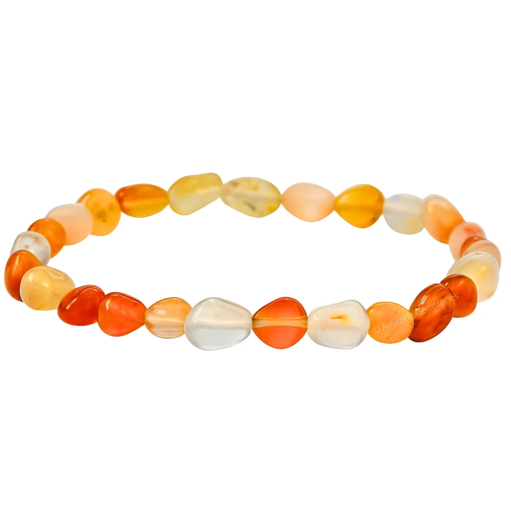 Carnelian Tumbled Stone Bracelet (Stretchable)