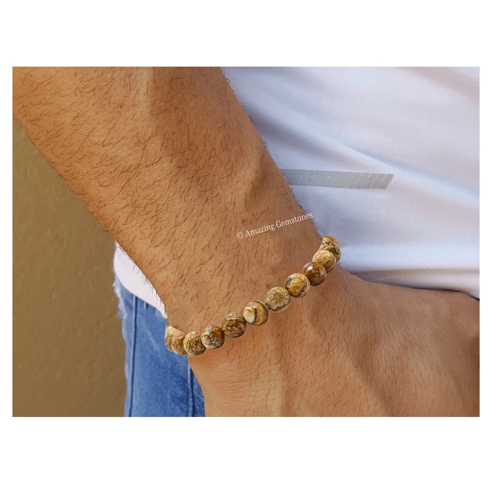 Picture Jasper Bracelet (Faceted-Stretchable)
