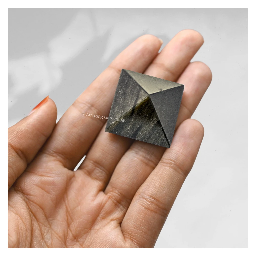 Gold Sheen Obsidian Pyramid (1 Inch)