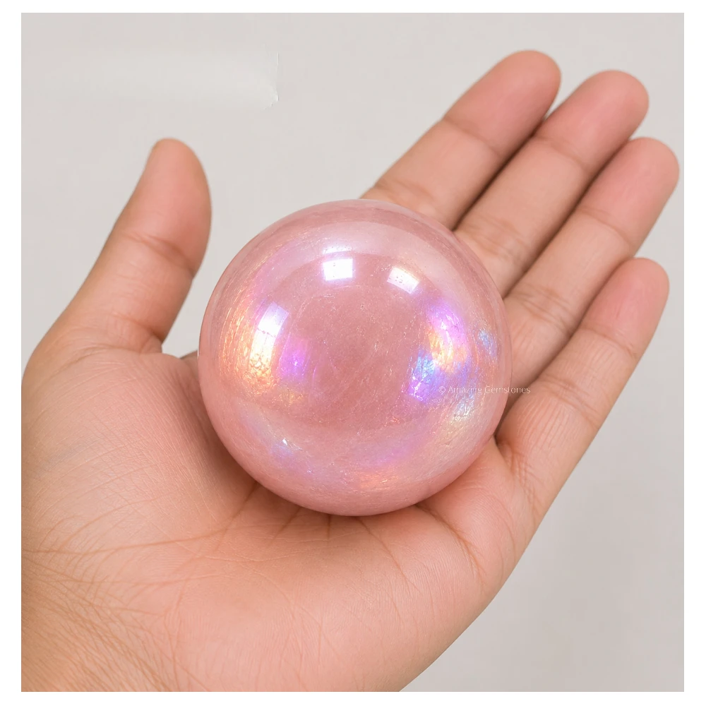 Large Angel Aura Rose Quartz Sphere (2.5 Inch)