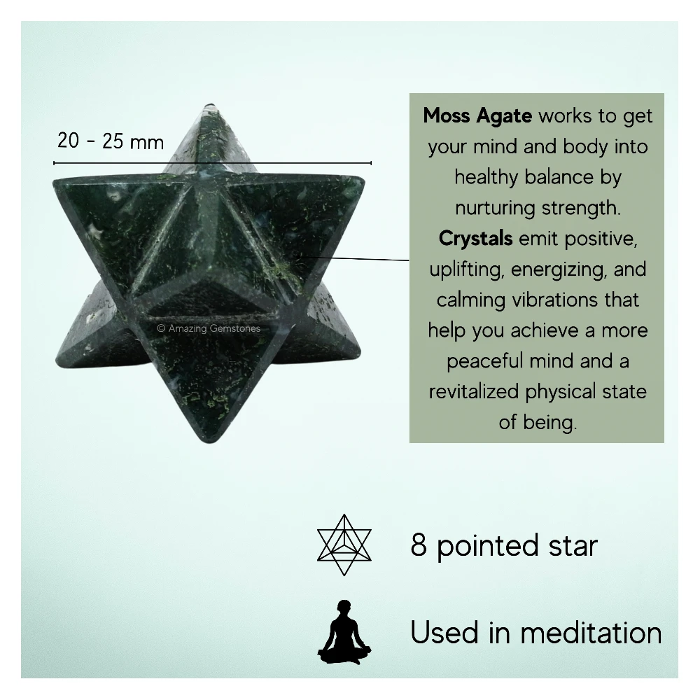 Moss Agate Merkaba (20-25 mm)
