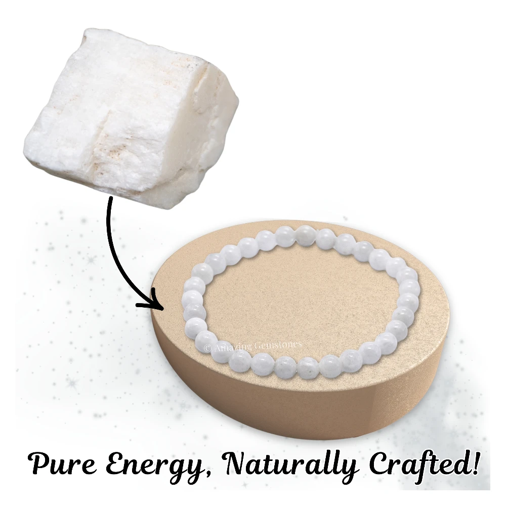 White Moonstone Healing Crystal Bracelets - 6mm Beads