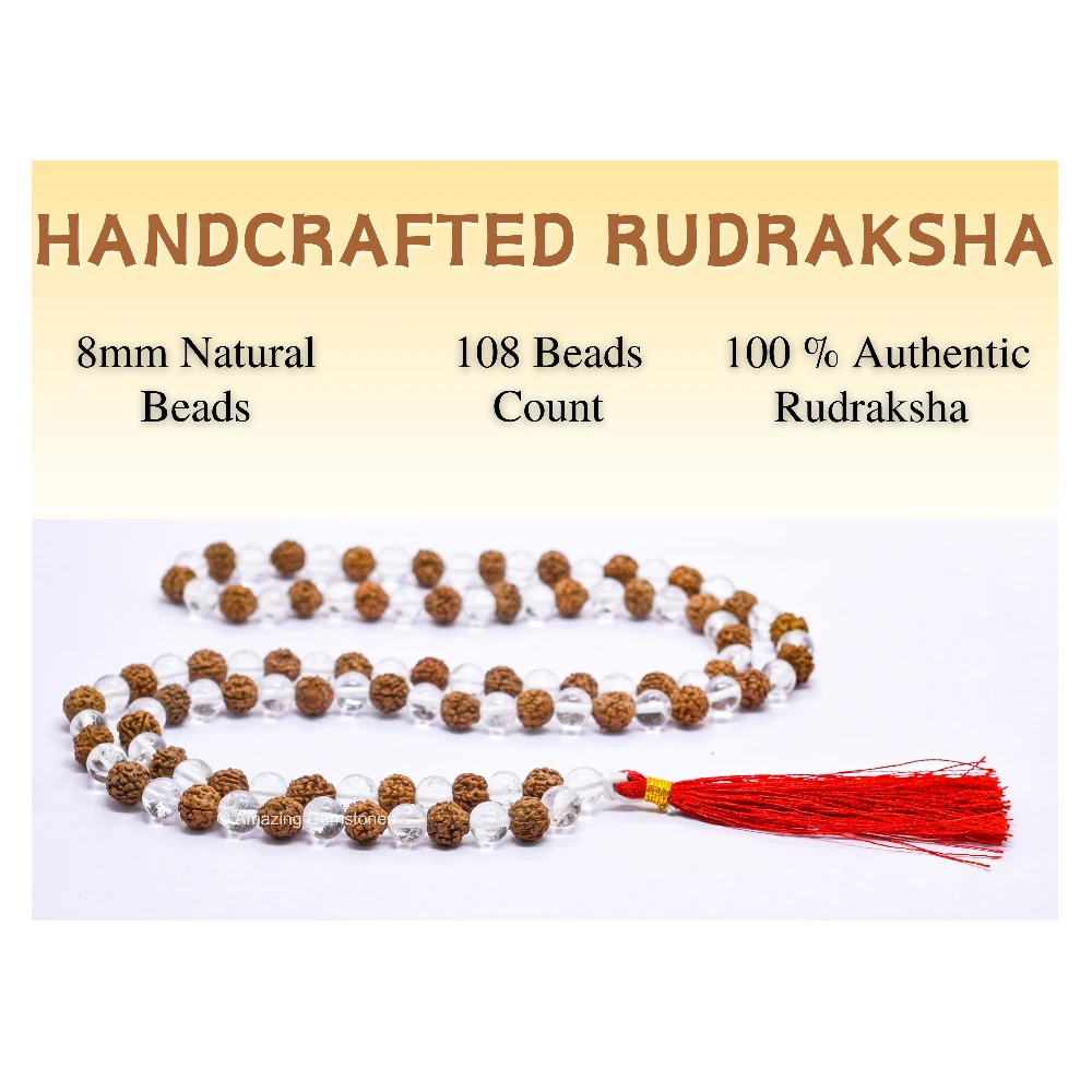 Rudraksha Sphatik Mala (Without Knot)