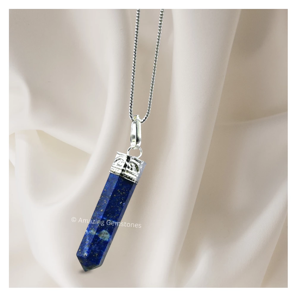 Lapis Lazuli Necklace - Pencil Point (Silver)