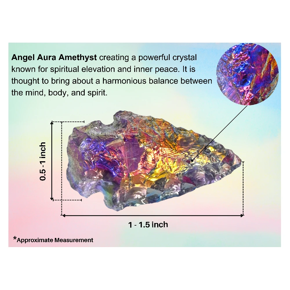 Angel Aura Amethyst Crystal Arrowhead - 1" to 1.5" (3 Pieces)