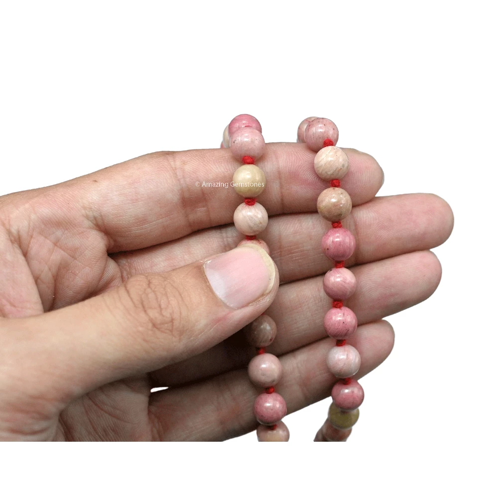 Pink Rhodonite Mala (Hand Knotted)