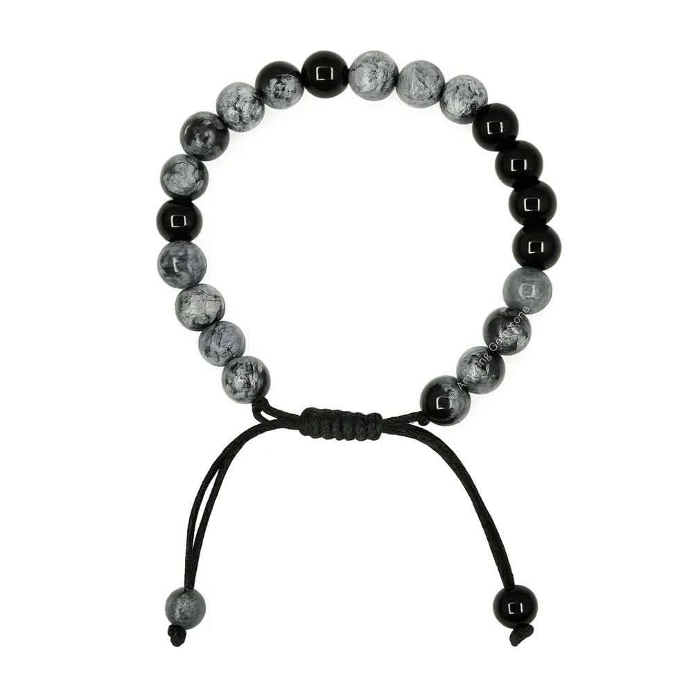 Snowflake Obsidian Bracelet (Adjustable)
