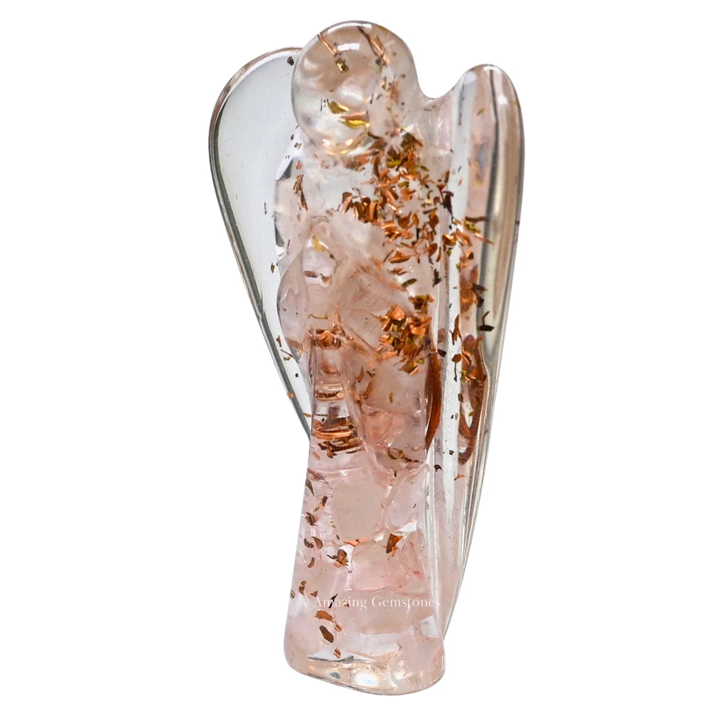 Rose Quartz Orgone Angel Figurine (2 Inch)