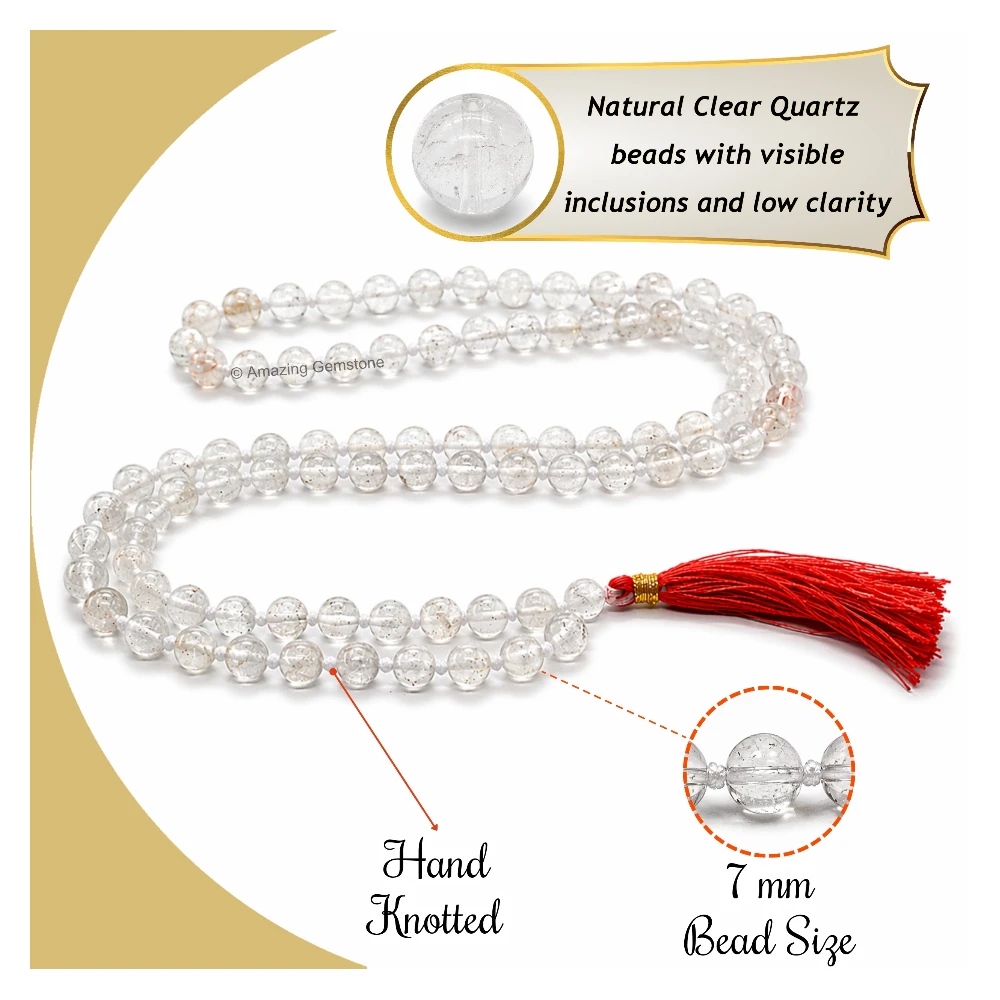 Sphatik Mala - B Grade 7mm Beads (Hand Knotted)
