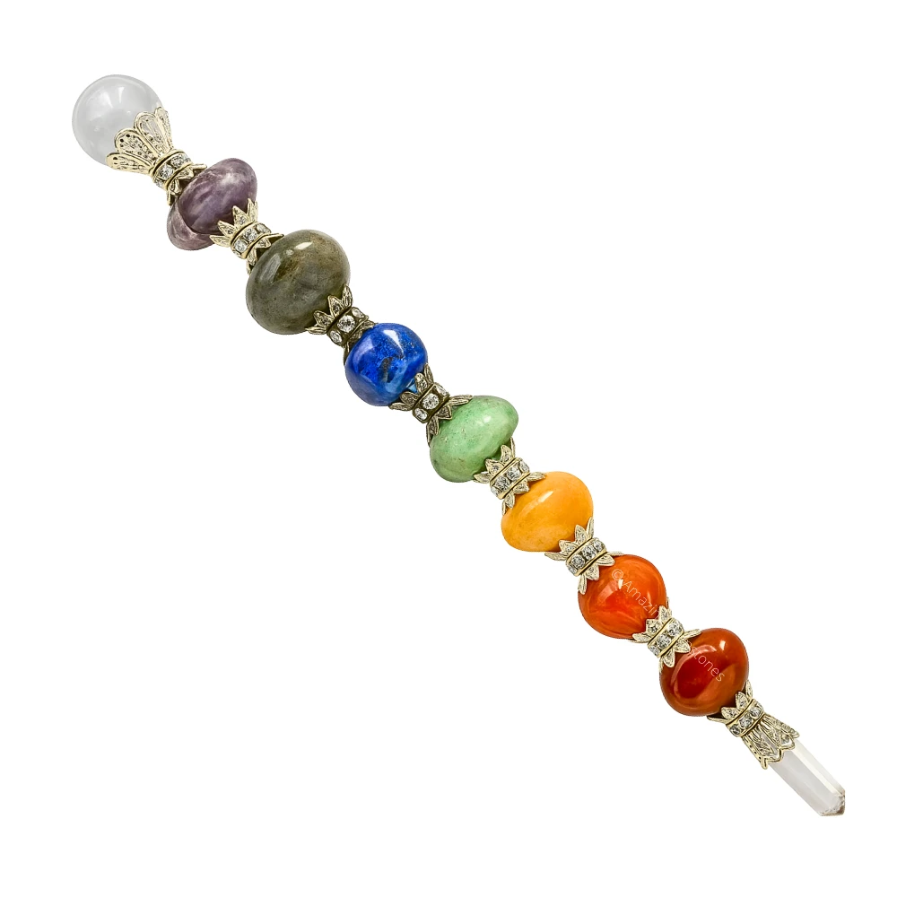 Chakra Tumbled Healing Crystal Wand