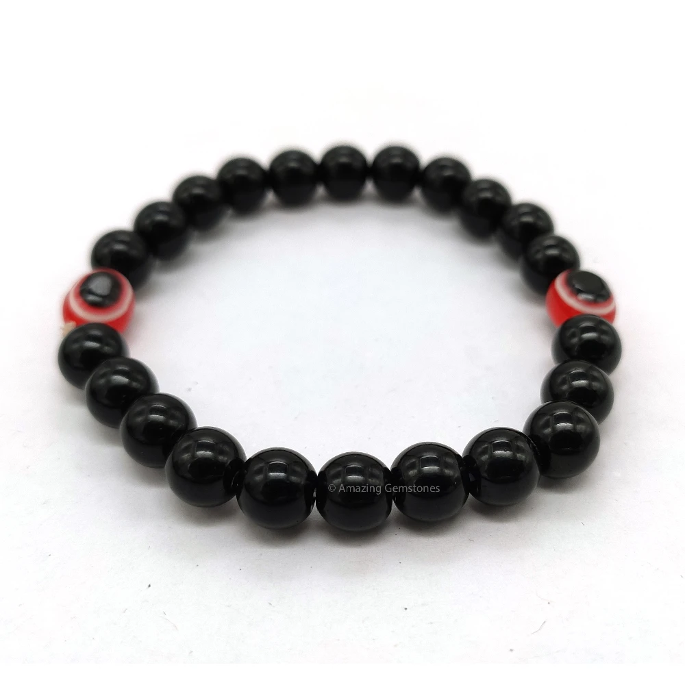 Red Evil Eye and Black Obsidian Bracelet