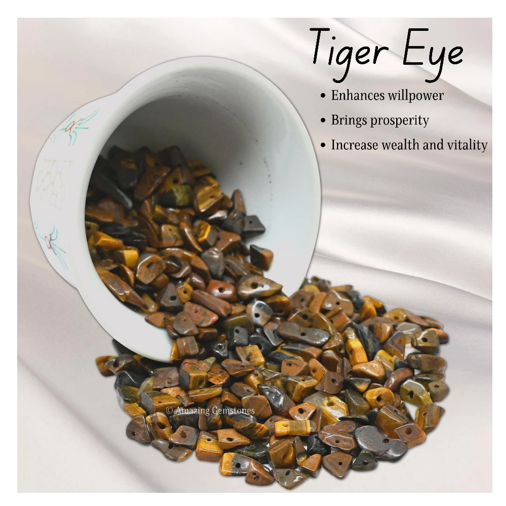 Tiger Eye Chips - Pre Drilled