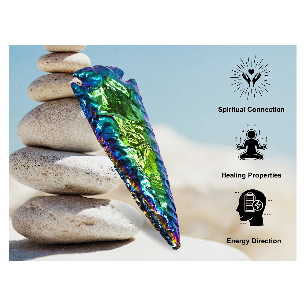 Titanium Aura Quartz Crystal Arrowhead - 4" to 5"