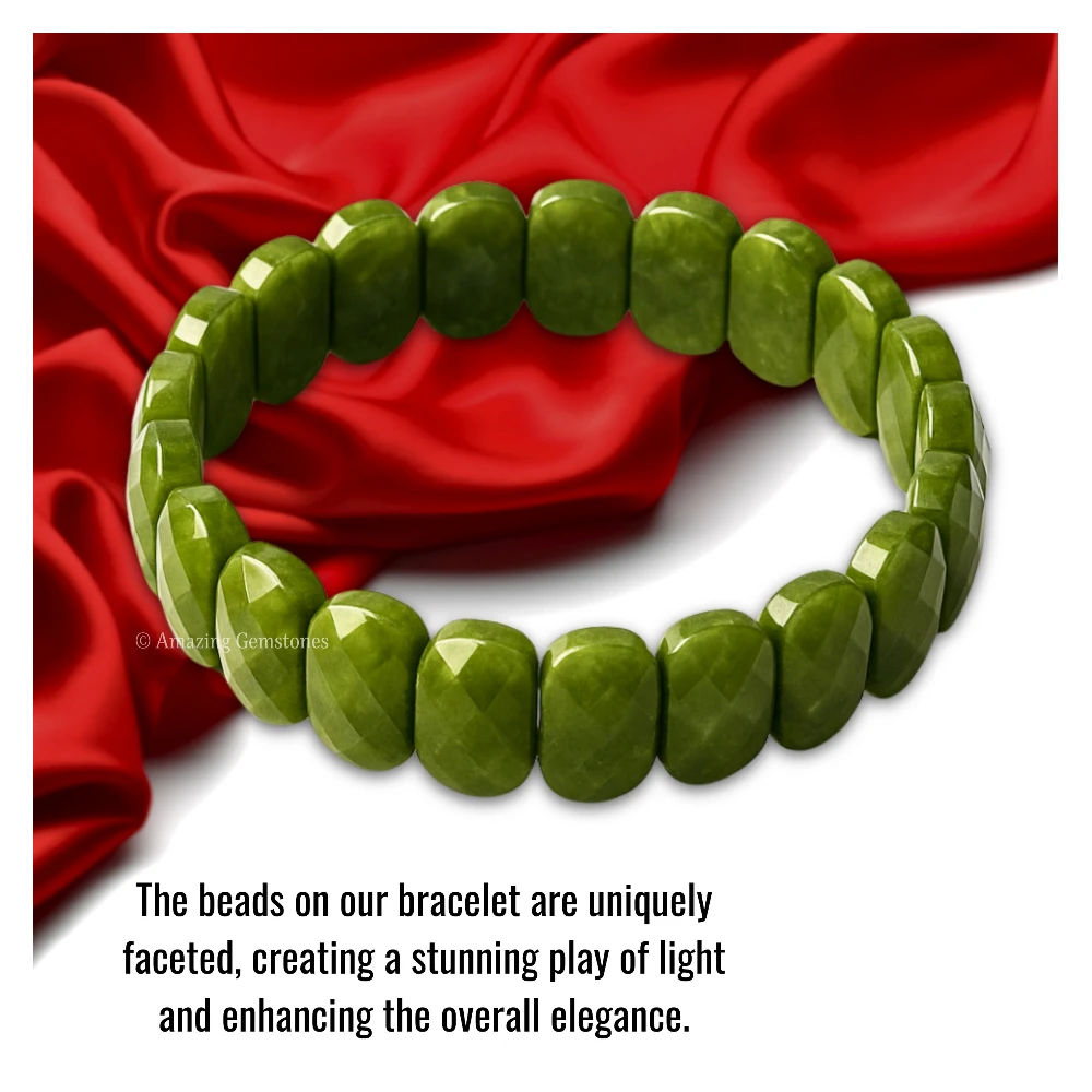 Green Jade Faceted Bracelet - Oval Stone