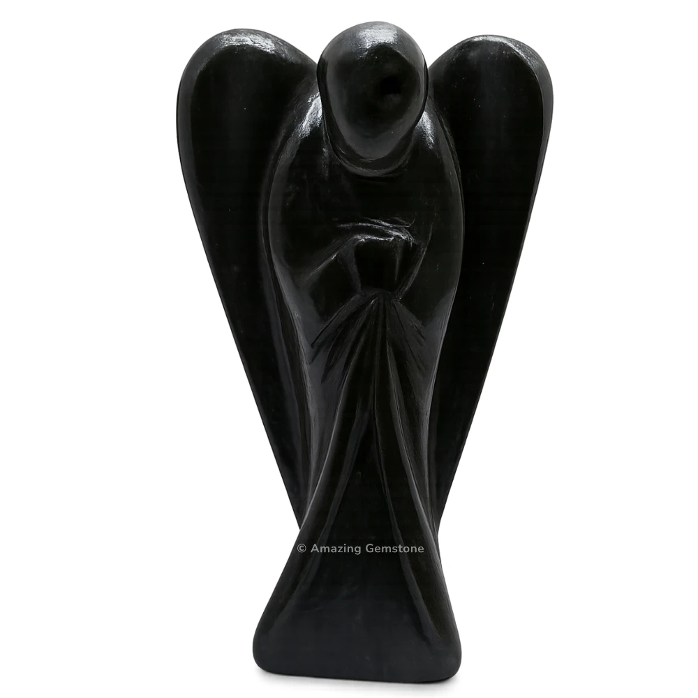 Black Tourmaline Angel Figurine (4 Inch)
