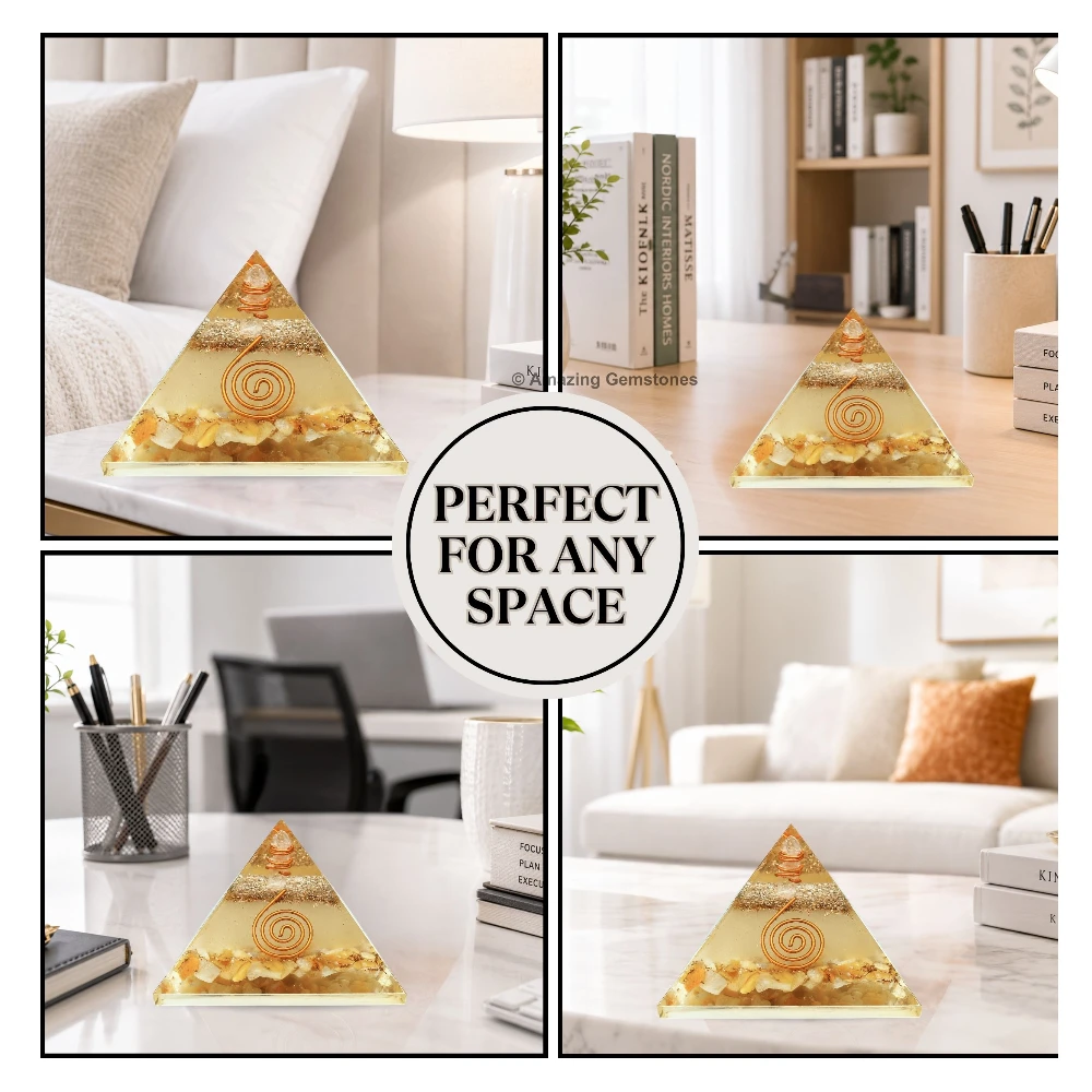 Yellow Jasper Orgone Pyramid - Glow in Dark