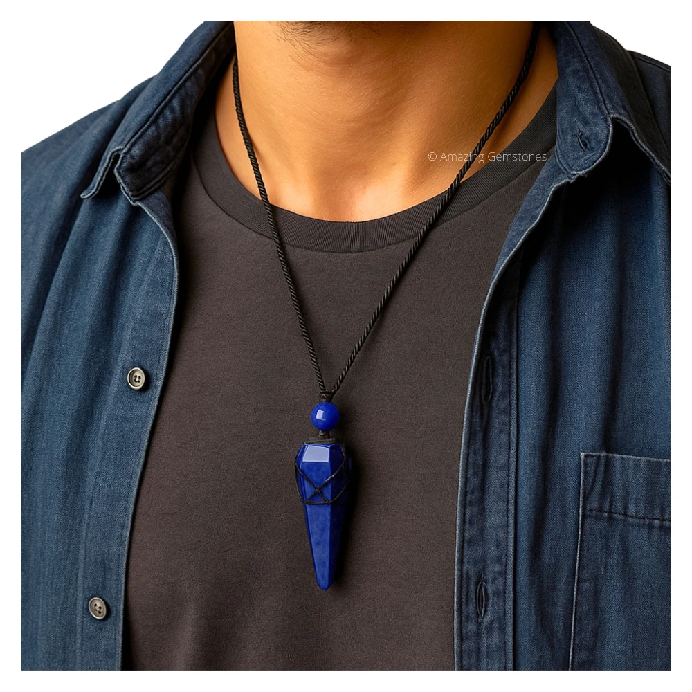 Sodalite Pendulum Pendant Necklace (Macrame)