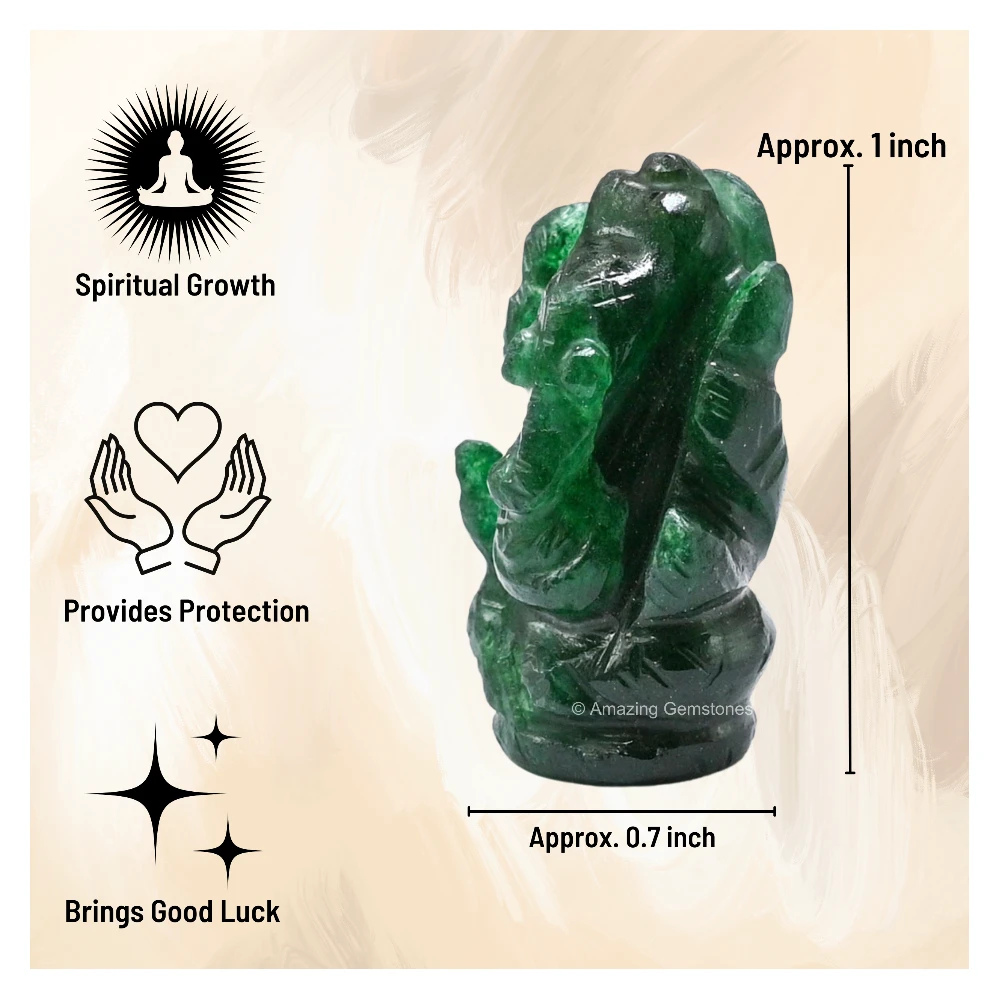 Dark Green Aventurine Ganesha Crystal Idol