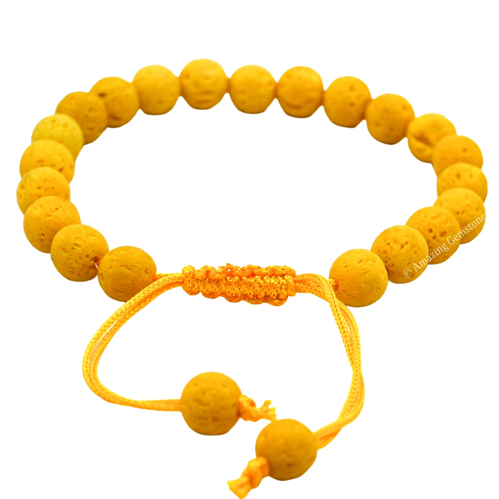 Yellow Lava Stone Bracelet (Adjustable)