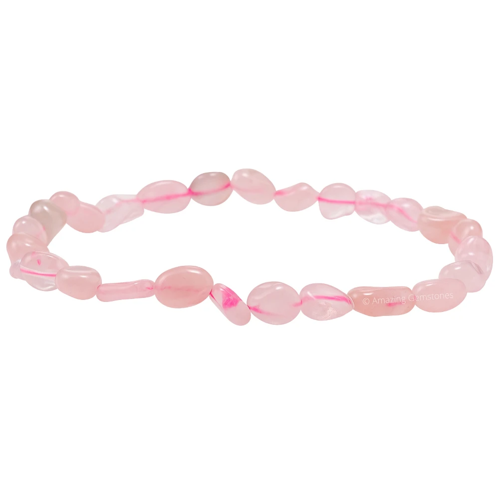 Rose Quartz Tumbled Stone Bracelet (Stretchable)