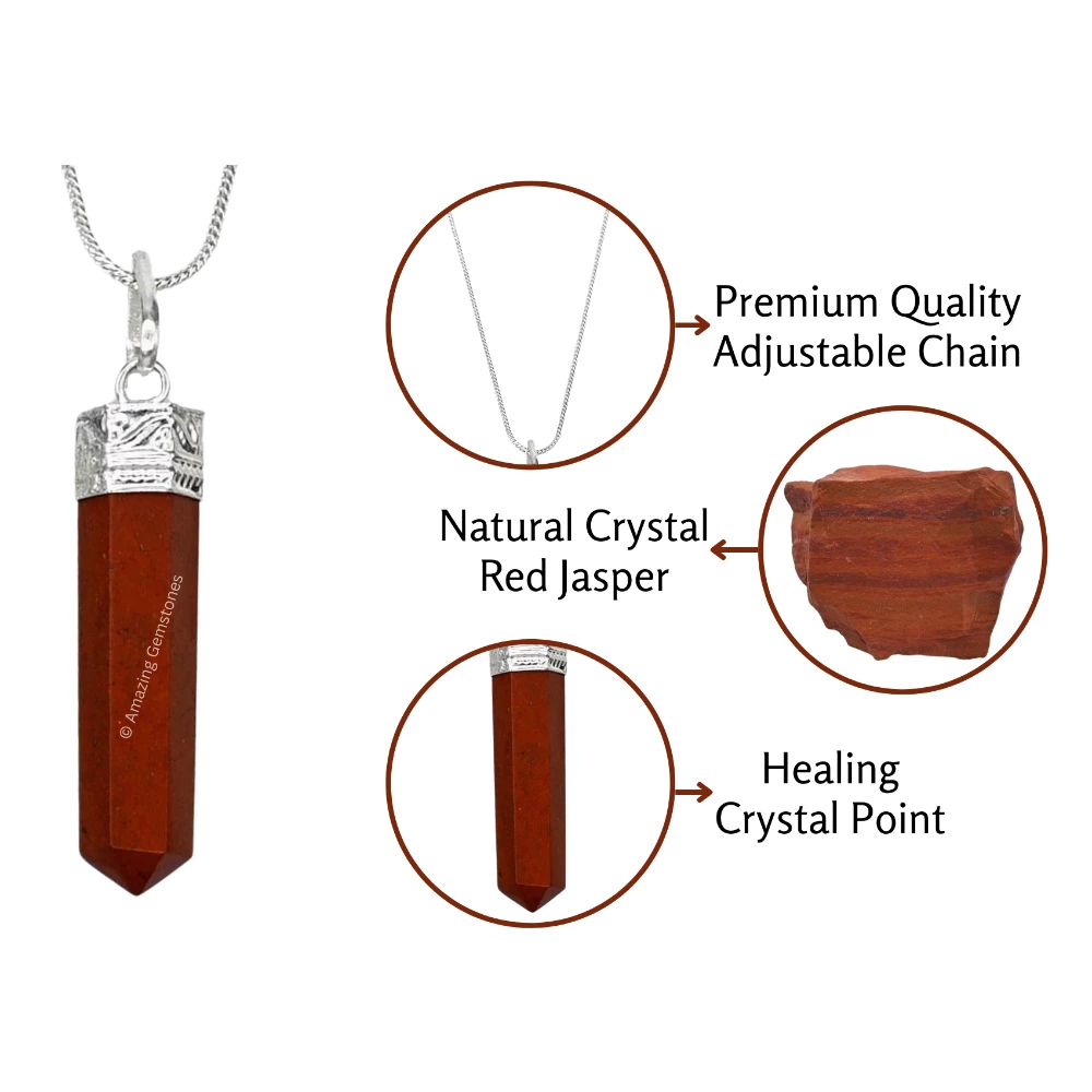 Red Jasper Necklace - Pencil Point (Silver)
