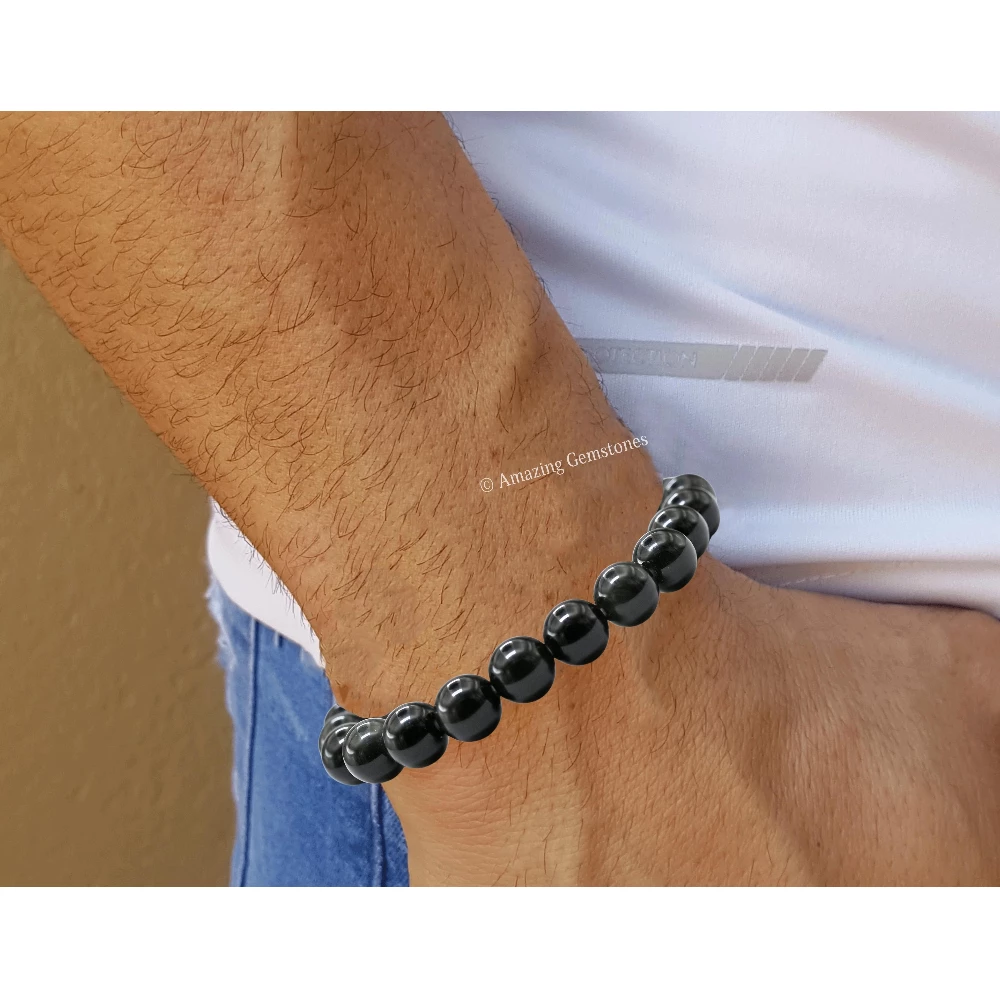 Silver Sheen Obsidian Bracelet (Stretchable)