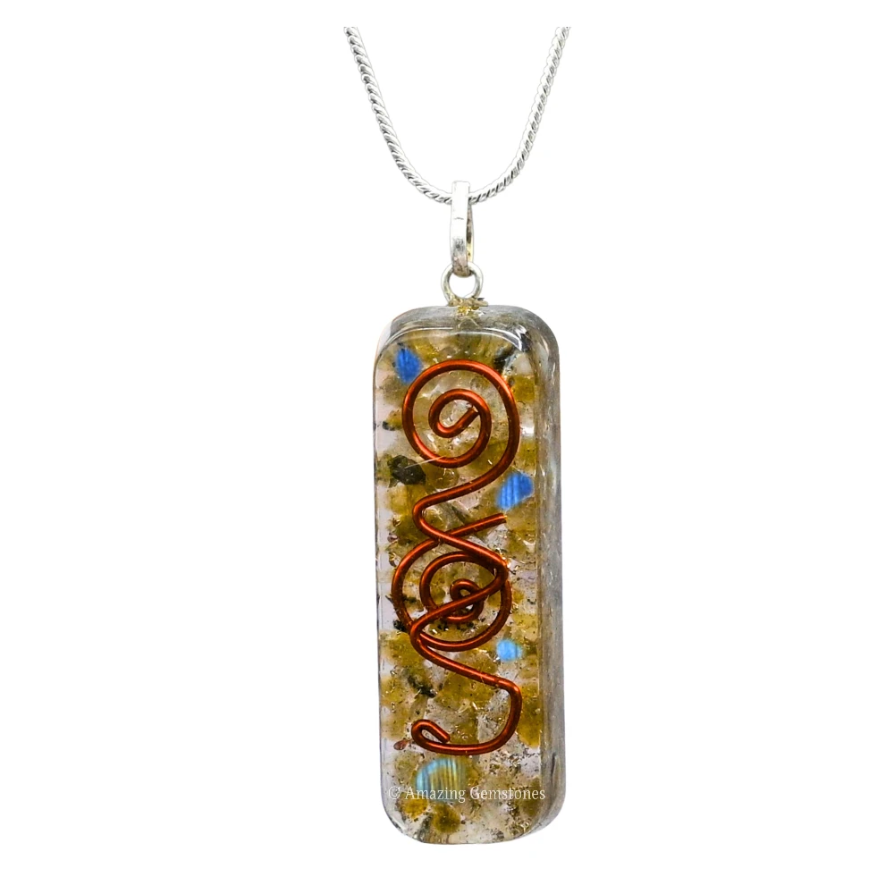 Labradorite Crystal Orgone Pendant - Rectangle