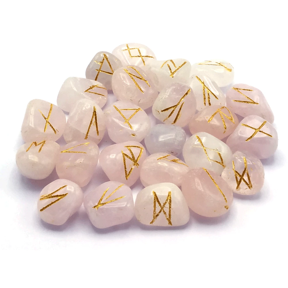 Rose Quartz Rune Stones Set