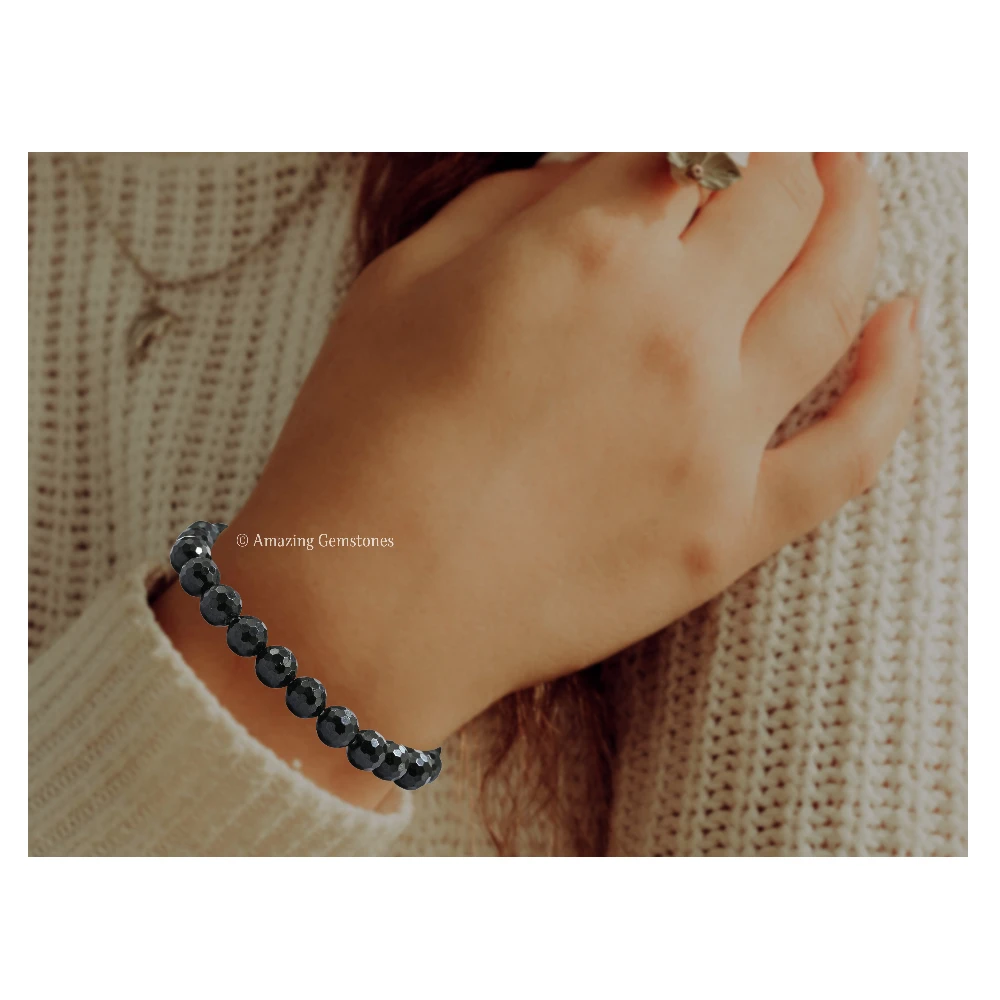 Black Tourmaline Bracelet (Faceted-Adjustable)