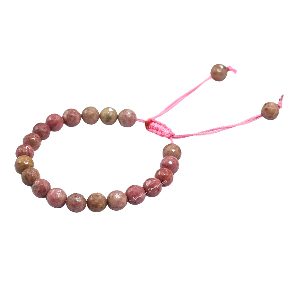 Pink Rhodonite Bracelet (Faceted-Adjustable)