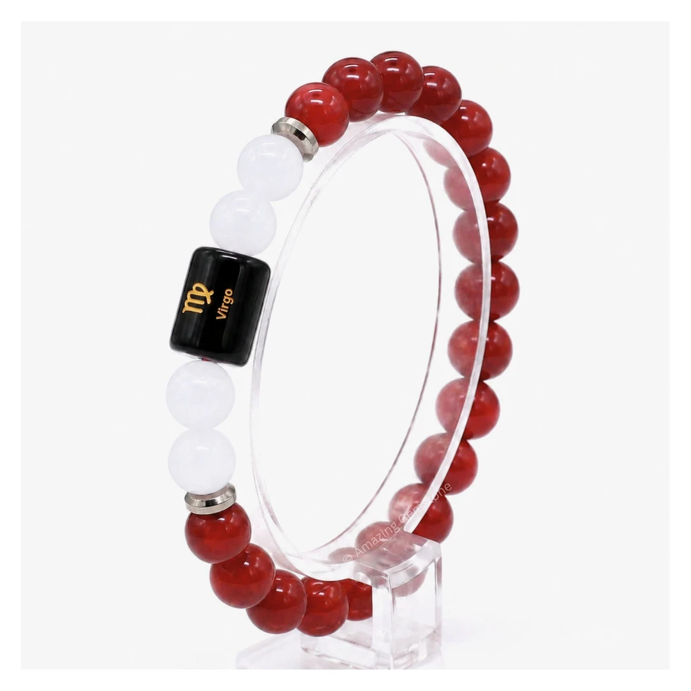 Virgo Birthstone Bracelet - Carnelian & Milky Quartz