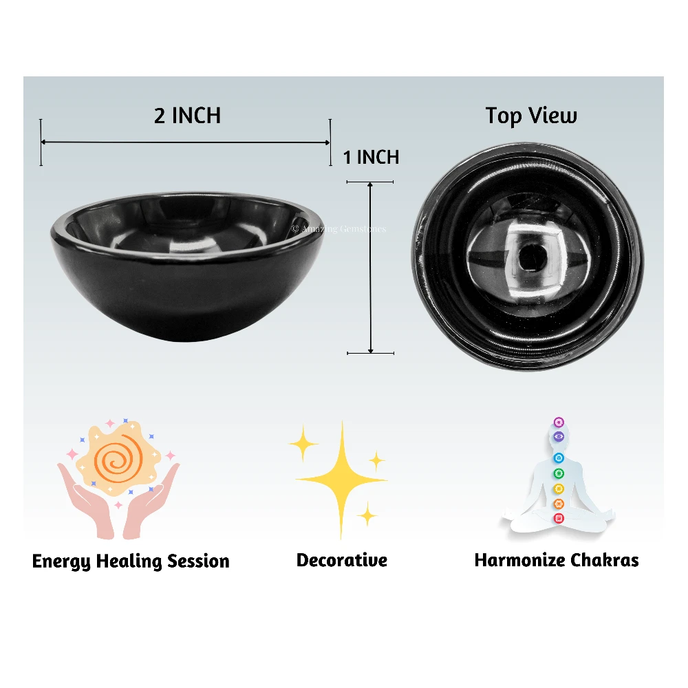 Black Obsidian Crystal Bowl - 2 Inch