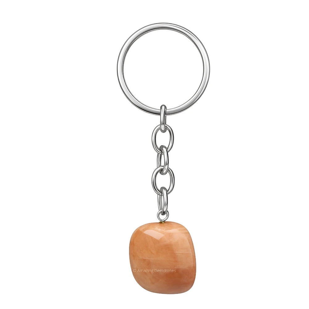 Cream Moonstone Keychain Keys Holder (Tumble)