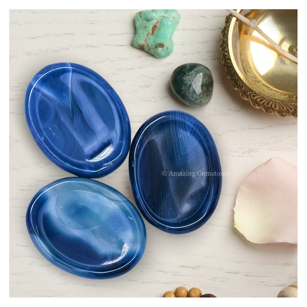 Blue Agate Worry Stone