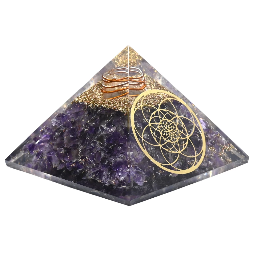 Amethyst Orgone Pyramid - Seed of Life