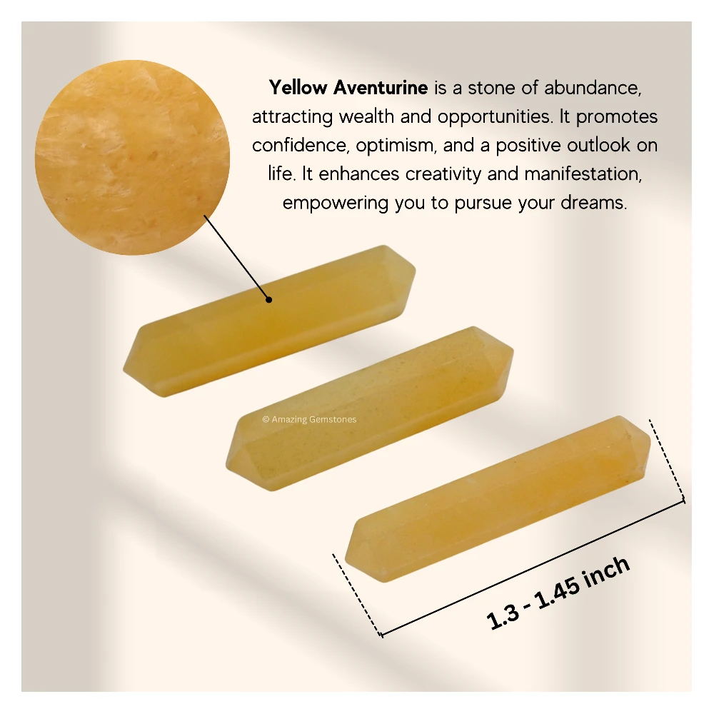 Yellow Aventurine Pencil Points (Double Terminated) (Set of 3)