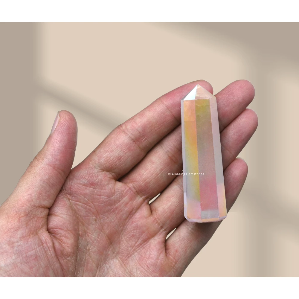 Angel Aura Rose Quartz Tower (2" to 3" inch)