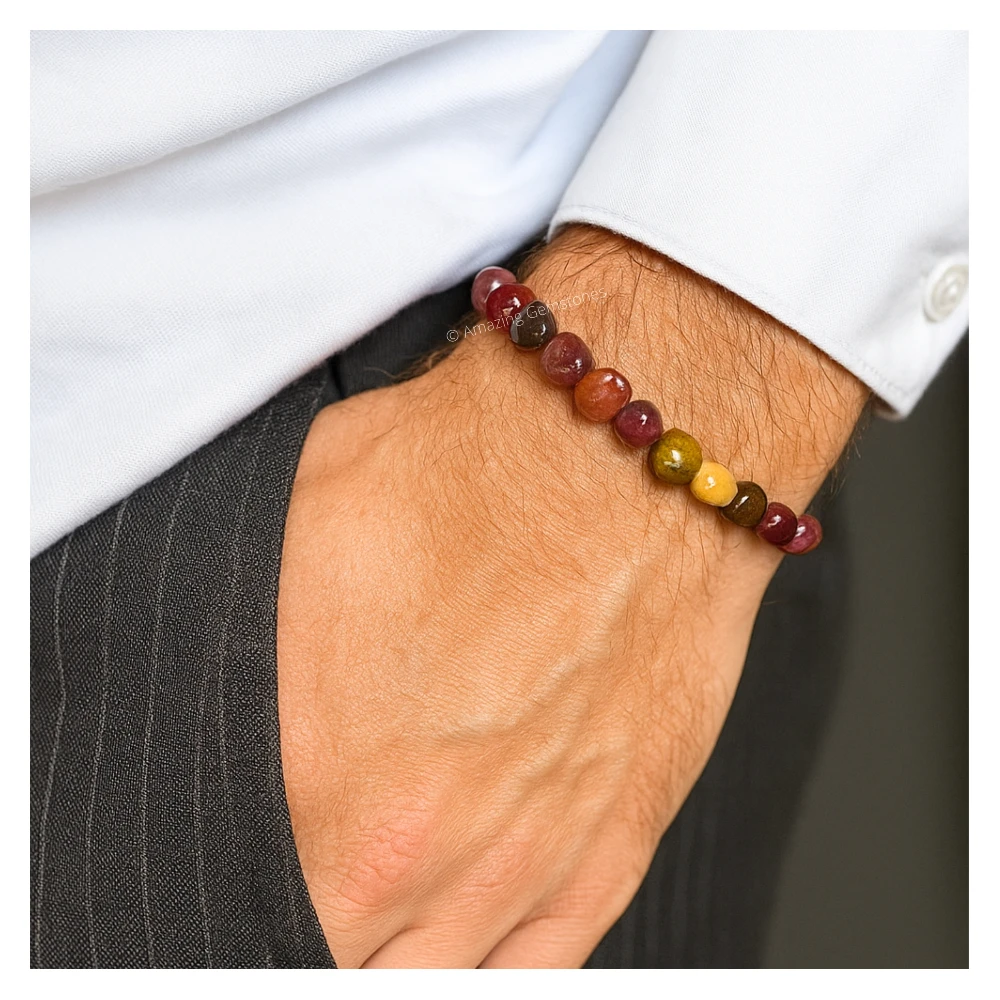 Multi Tourmaline Tumbled Stone Bracelet (Stretchable)