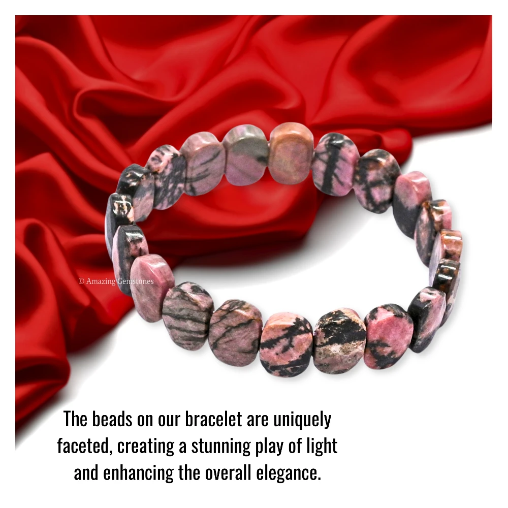 Rhodonite Faceted Bracelet - Oval Stone