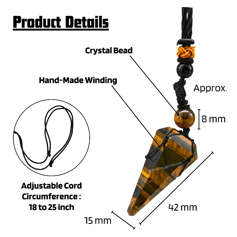 Tiger Eye Pendulum Pendant Necklace (Macrame)