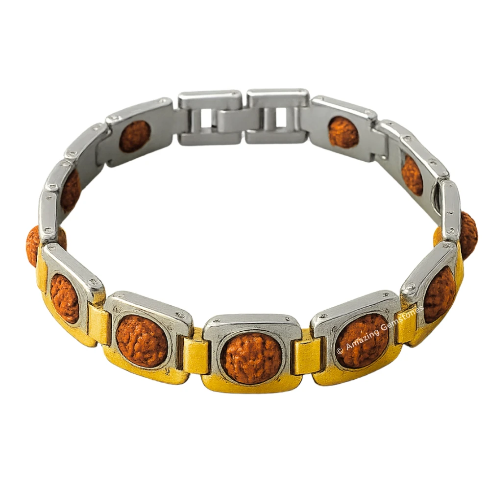 Rudraksha Bracelet - Premium Gold Silver Chain