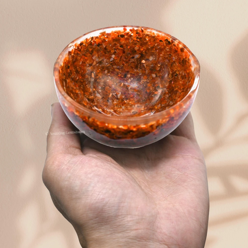 Carnelian Crystal Orgone Bowl (3 Inch)