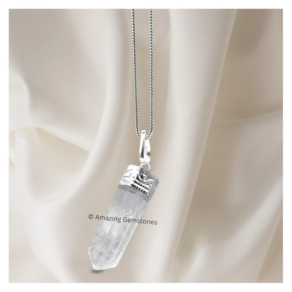 Clear Quartz Necklace - Pencil Point (Silver)