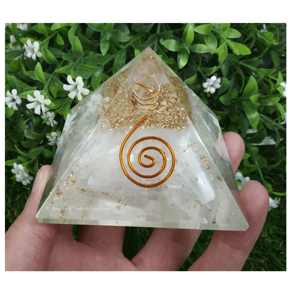 Selenite Orgone Pyramid