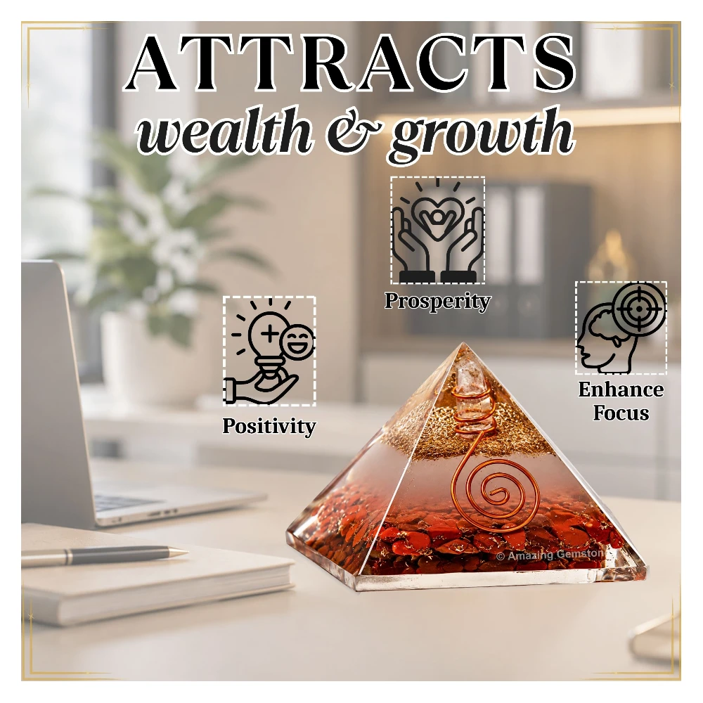 Red Jasper Orgone Pyramid - Glow in Dark