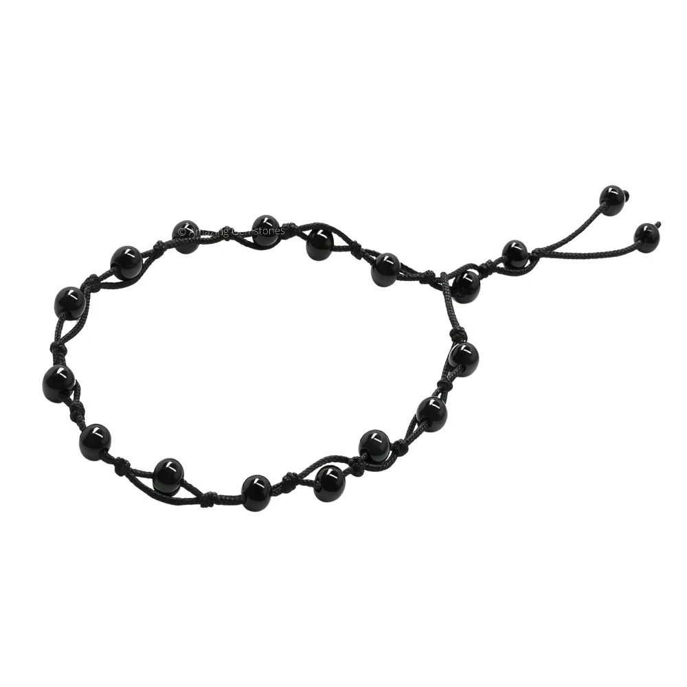 Black Obsidian Anklet (Hand Knotted)