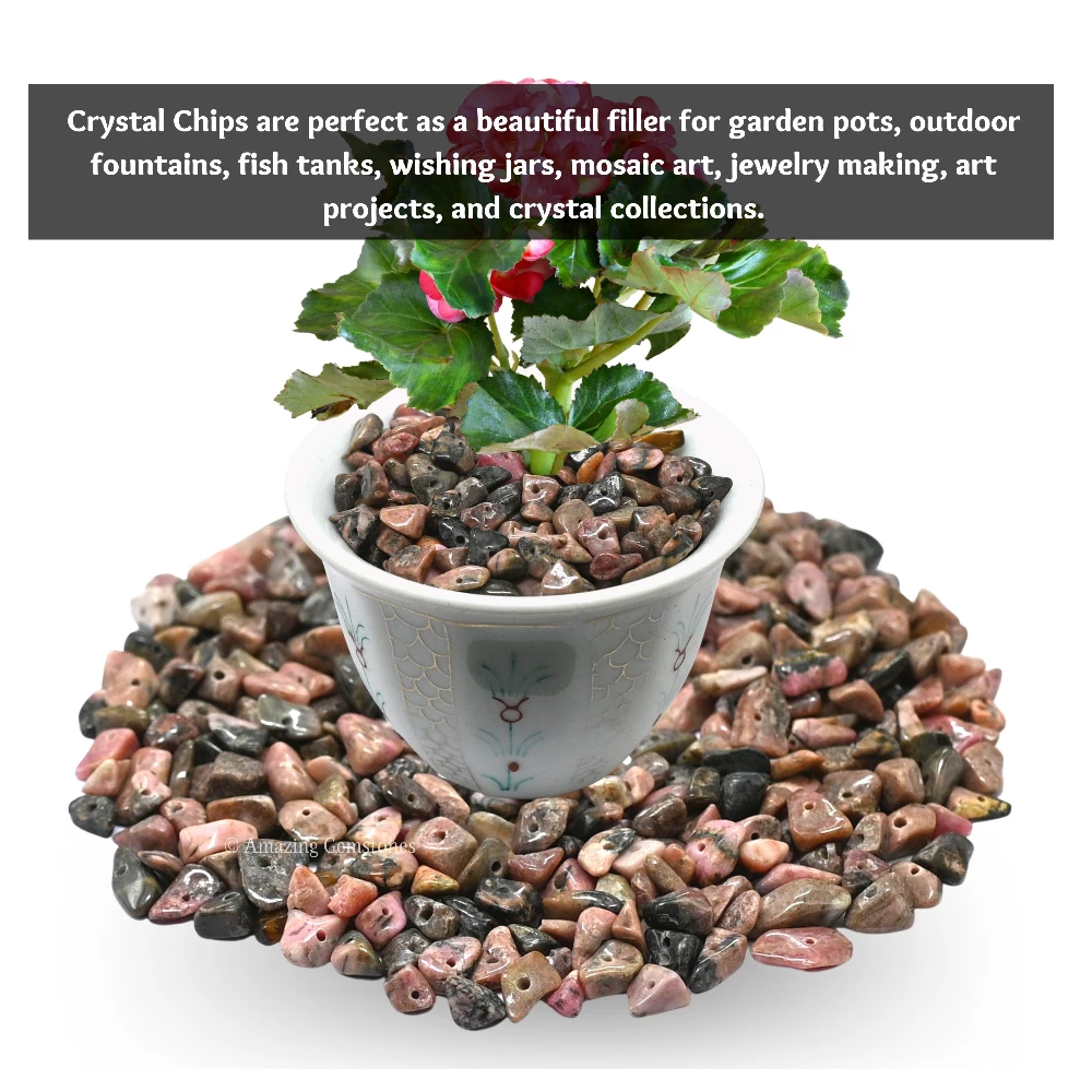 Rhodonite Chips - Pre Drilled