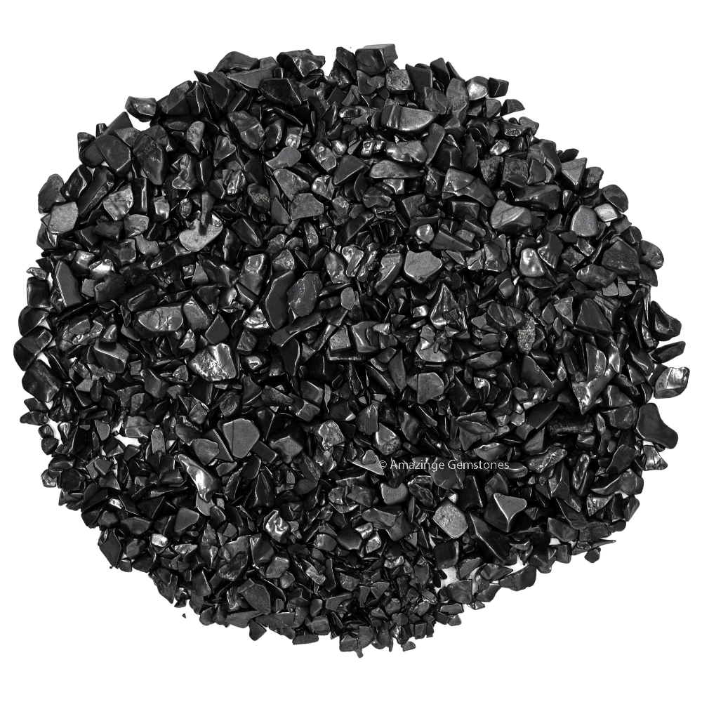 Shungite Raw Chips Stones for Water Purification - Polished 4 to 10mm (1/2 lb)