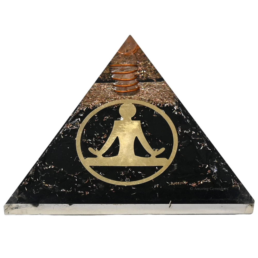 Black Tourmaline Orgone Pyramid - Buddha